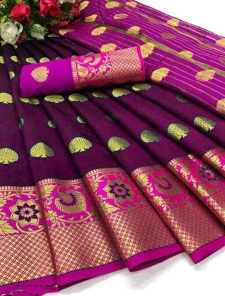 Pionex Woven Banarasi Cotton Silk Saree