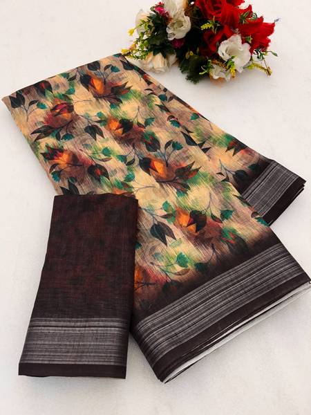 SJY Printed Assam Silk Art Silk Saree