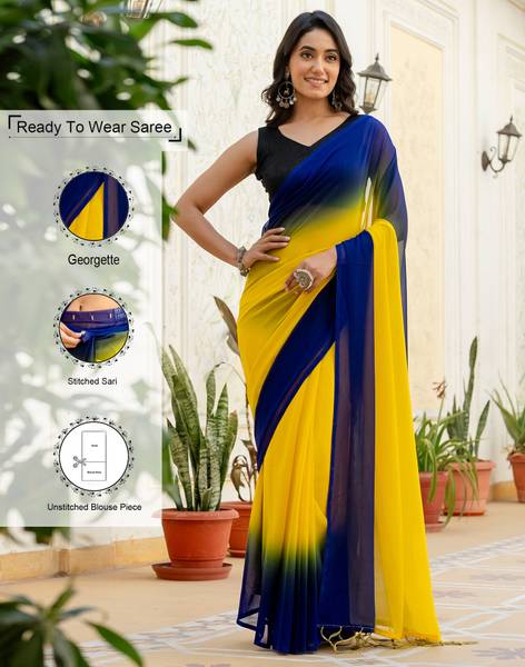 Samah Ombre, Solid/Plain Bollywood Georgette, Chiffon Saree