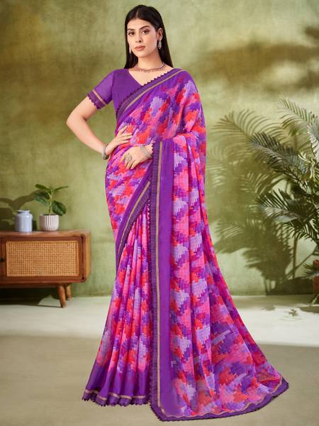 Sareemall Printed Bollywood Chiffon Saree