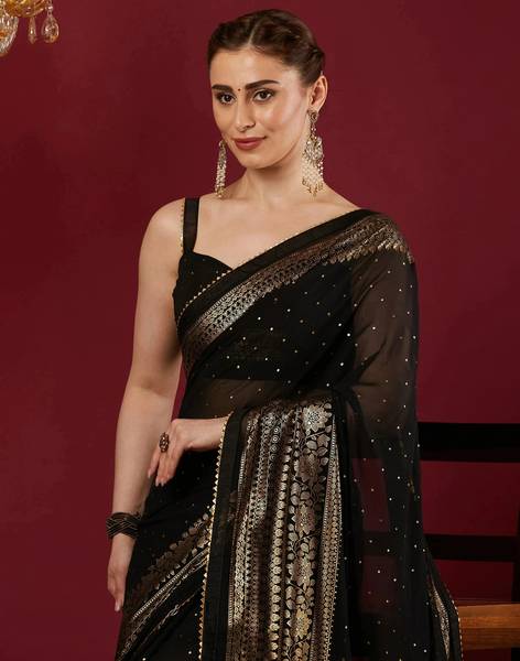 Samah Printed, Embellished Bollywood Georgette Saree
