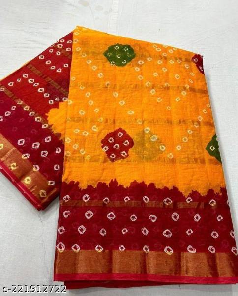 KRISHNA NX Printed Bandhani Pure Cotton Saree