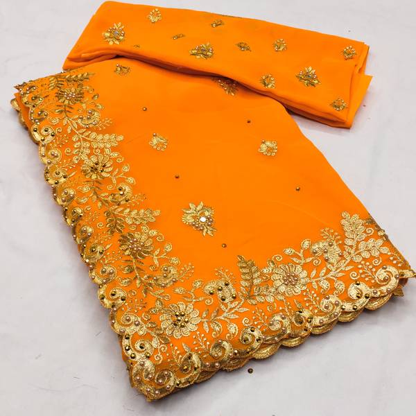 KHRITI FAB Embroidered Bollywood Georgette Saree