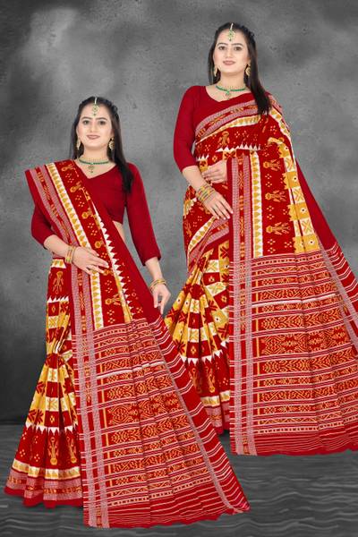 ETHNIC ODISHA HANDLOOM Printed, Digital Print Sambalpuri Pure Cotton Saree