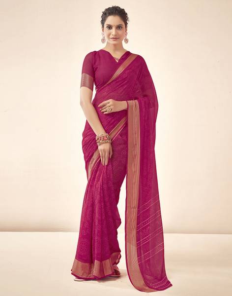 Samah Printed, Embellished Bandhani Georgette Saree