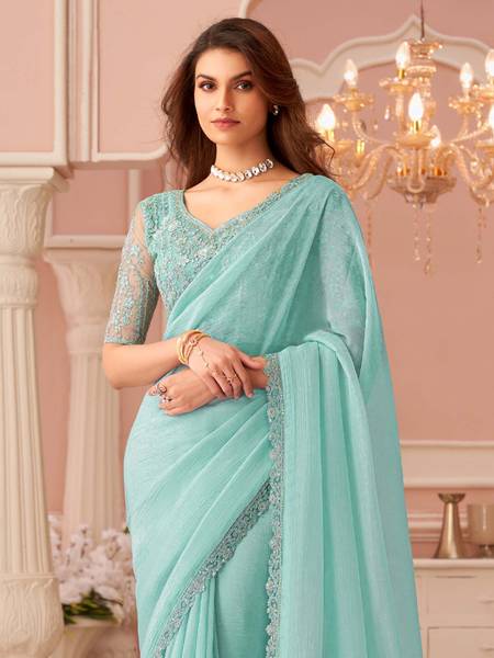 Sareemall Embellished Bollywood Chiffon Saree