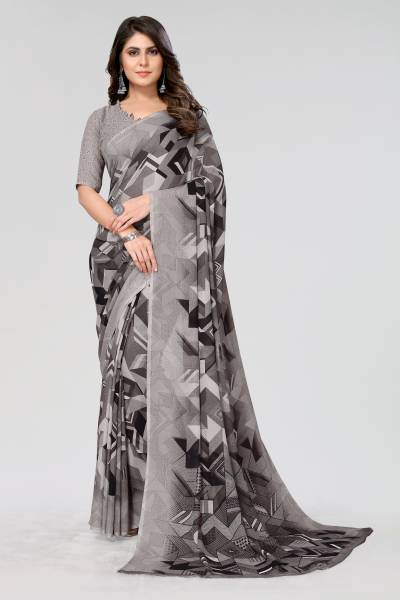 ANIRAV Solid/Plain Bollywood Georgette Saree