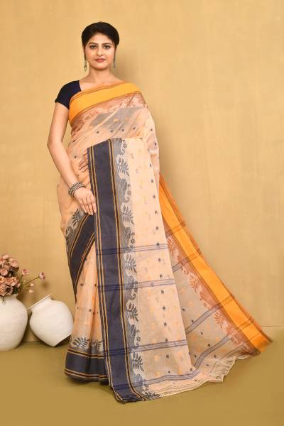 Buymyethnic Self Design Tant Pure Cotton Saree