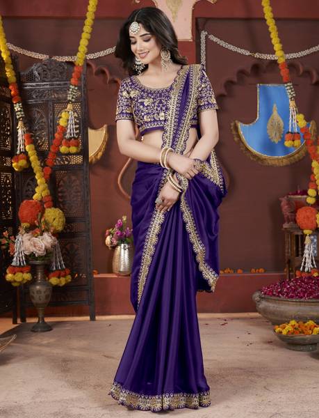 Vivan Fab Embroidered Banarasi Pure Silk, Art Silk Saree