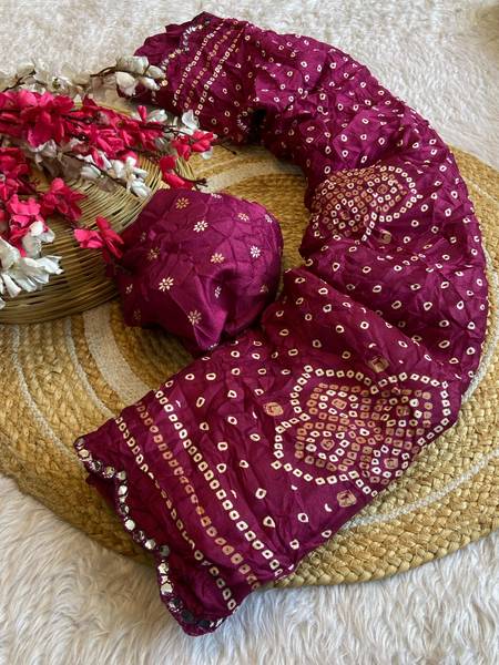 VD PRINTS Printed Bandhani Silk Blend Saree