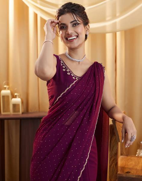 Samah Embellished, Self Design Bollywood Georgette Saree