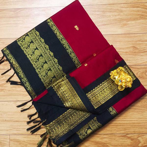 gadwal Embroidered Banarasi Cotton Blend Saree