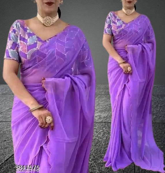 KALPNA CREATION Solid/Plain Bollywood Georgette Saree