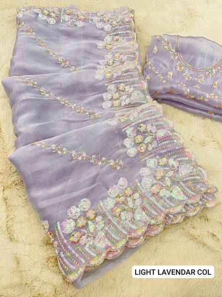 Dimgrey Embroidered, Self Design Bollywood Organza Saree