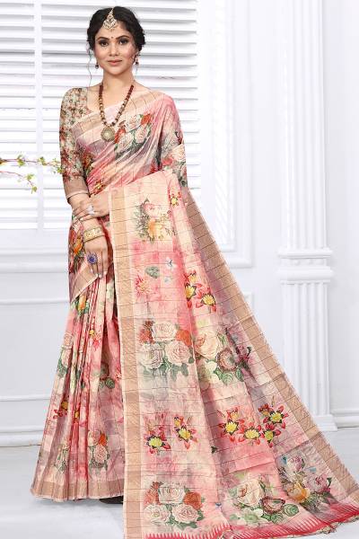 Pisara Floral Print, Digital Print, Printed Bollywood Cotton Silk Saree