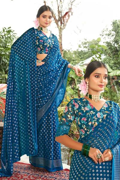 Shilpkala Fashions Embellished Bollywood Chiffon Saree