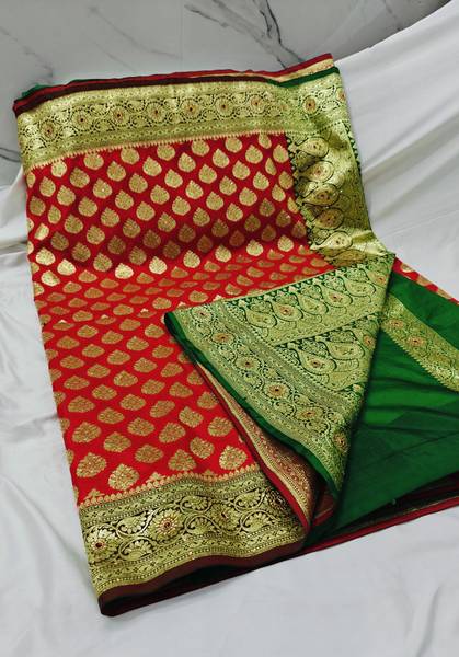 Sijileen Woven, Embellished Banarasi Silk Blend Saree