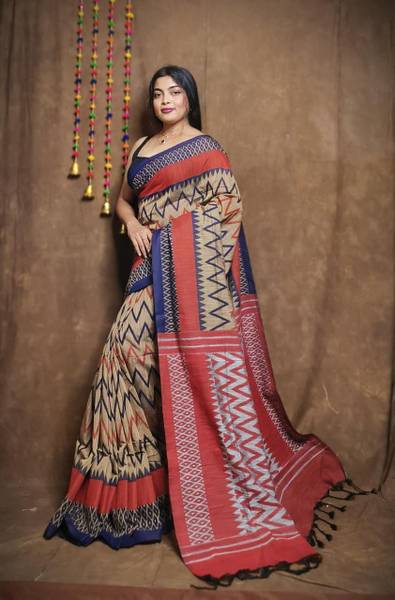 Dixon Self Design Sambalpuri Pure Cotton Saree