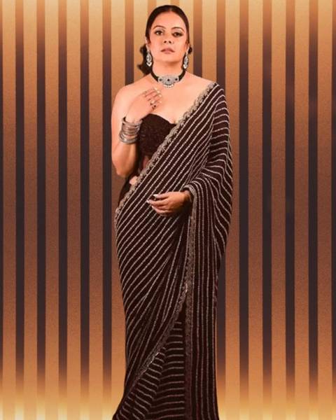 JOVTY Embroidered Bollywood Georgette Saree