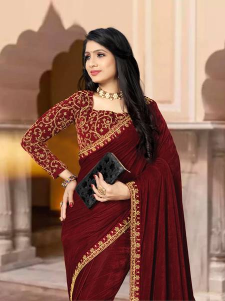 Sinauli Velvet Embroidered Blouse Material