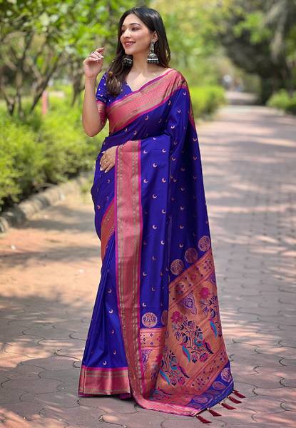 Tasrika Woven Paithani Cotton Silk Saree