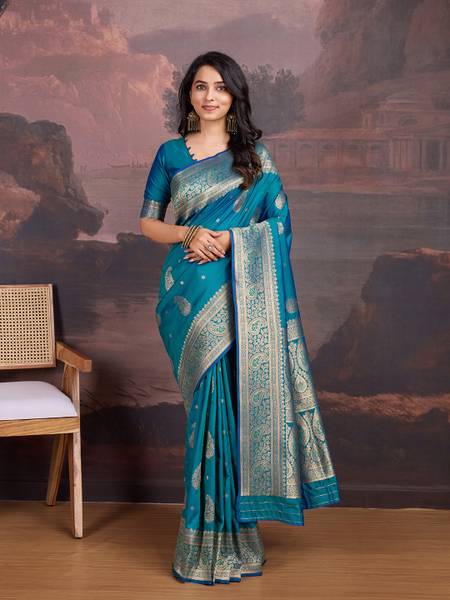 House of Pataudi Woven Banarasi Silk Blend Saree