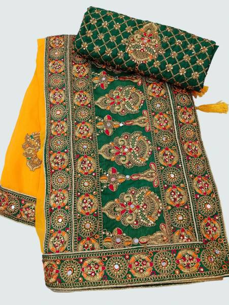 shyamlata Embroidered, Embellished Bollywood Silk Blend Saree