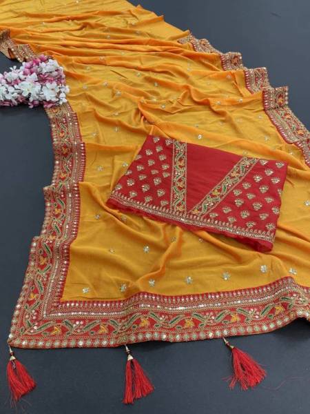 AADRIM Embroidered Daily Wear Silk Blend Saree