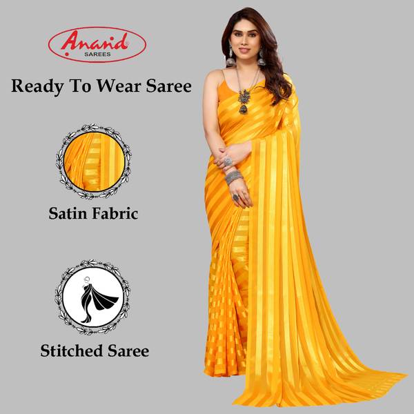 Anand Sarees Embellished, Striped, Self Design Bollywood Satin Saree