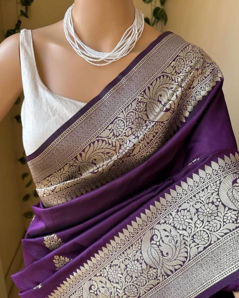 Murta Trends Woven, Embellished, Self Design Banarasi Jacquard, Art Silk Saree