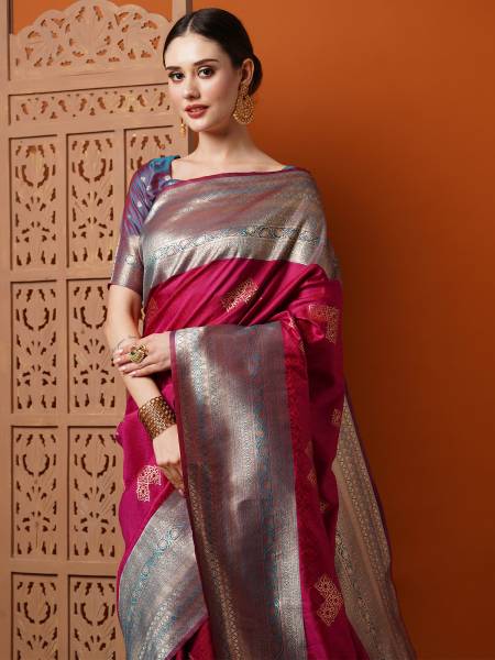 Sareemall Woven Banarasi Silk Blend Saree