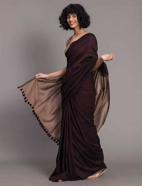 Binay textile Color Block Handloom Cotton Silk Saree