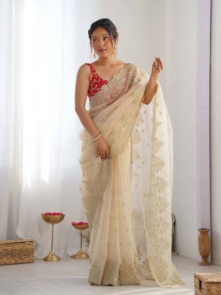 Sareemall Embellished Bollywood Organza Saree