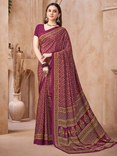 Divastri Floral Print, Geometric Print, Digital Print, Printed Bollywood Crepe Saree