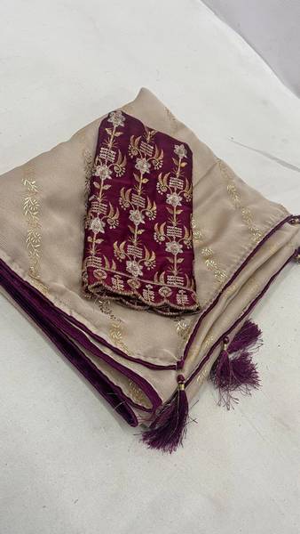 SimSim Trendz Temple Border, Embellished Bollywood Satin Saree