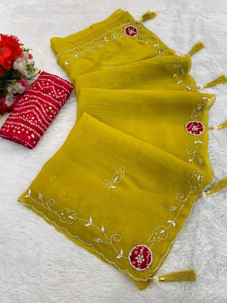 KONICA FAB Solid/Plain Bollywood Chiffon Saree