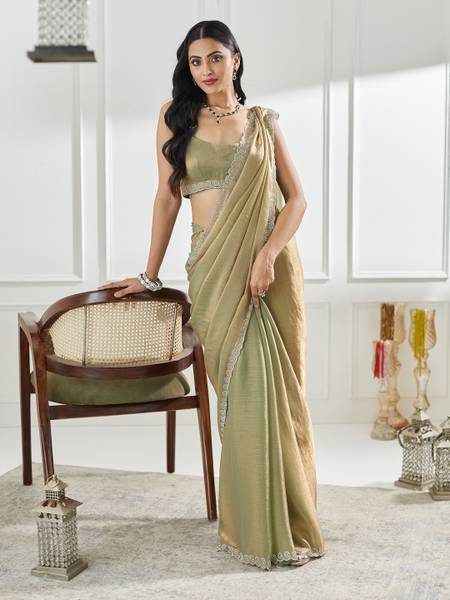 KASEE Self Design Bollywood Silk Blend Saree