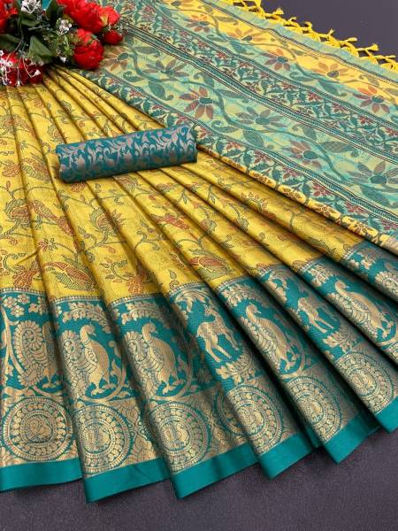 GLISIIS Printed Banarasi Jacquard Saree