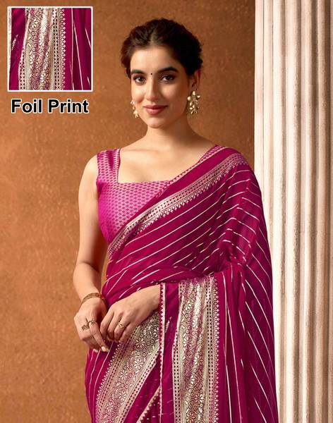 Samah Printed, Temple Border, Embellished Bollywood Georgette Saree