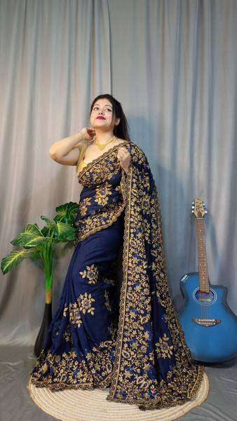 ARNA GARMENTS Embroidered Saree with Attached Blouse Art Silk Saree