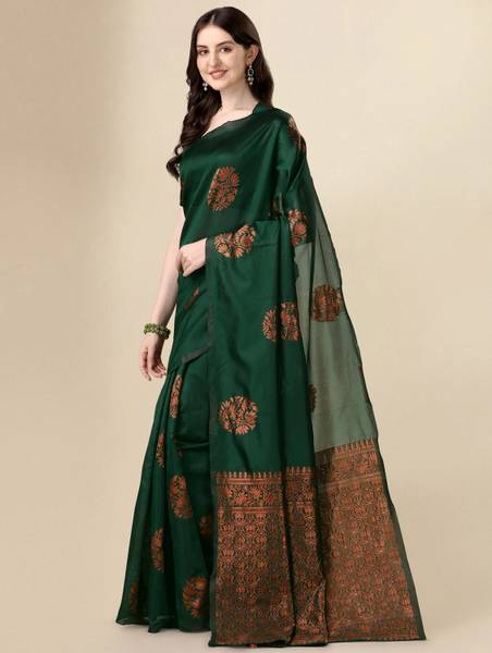 GARIYA Graphic Print Kanjivaram Tussar Silk Saree