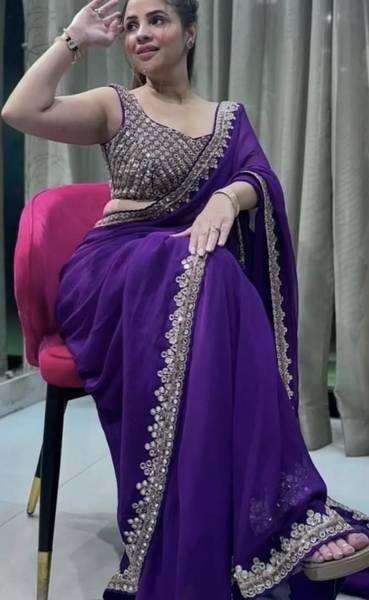 Maharani Elegant Embroidered Bollywood Satin Saree