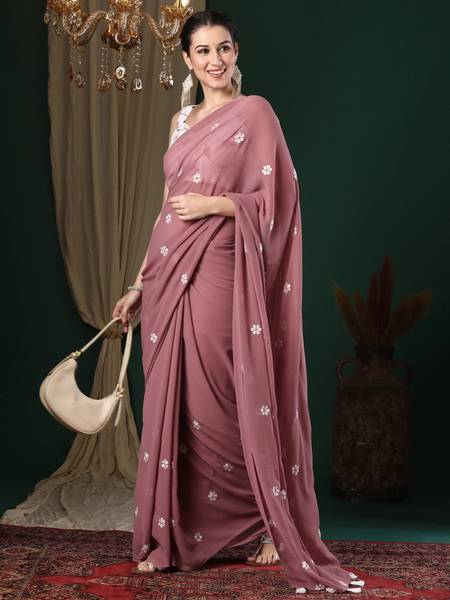 Sareemall Embroidered Bollywood Georgette Saree