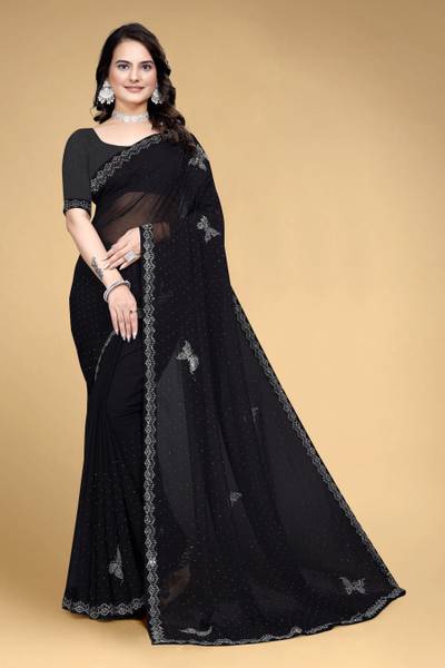 VEERAIVA Embellished Bollywood Georgette Saree