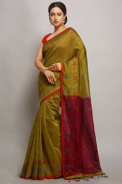 WoodenTant Woven Handloom Cotton Silk Saree