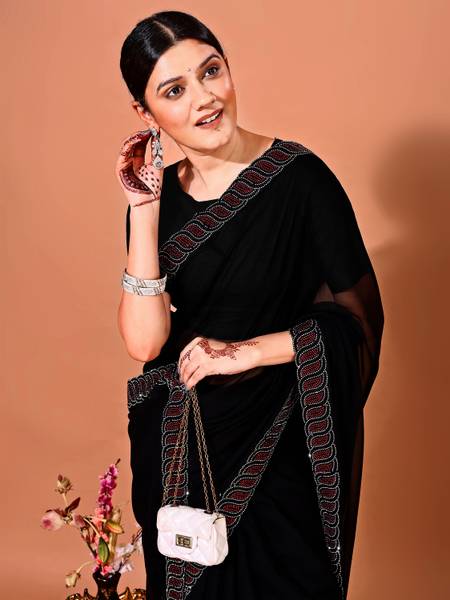 Leelavati Embellished Bollywood Chiffon Saree