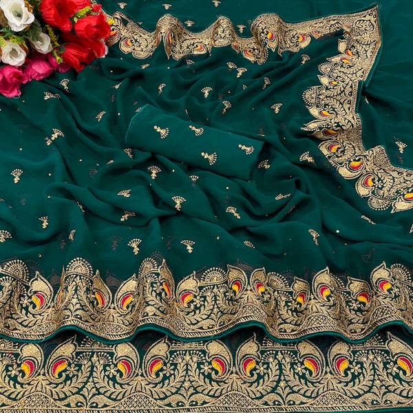 monoria Embroidered Bollywood Georgette Saree