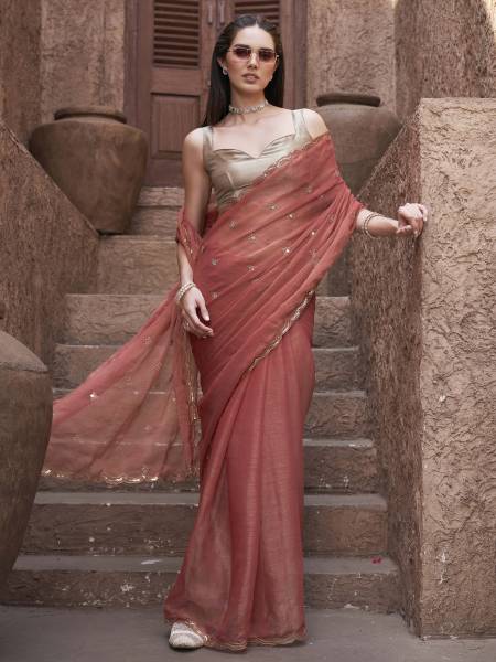 Tikhi Imli Embroidered Bollywood Chiffon Saree