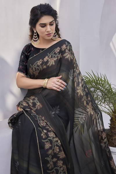 MIRCHI FASHION Floral Print Daily Wear Chiffon, Georgette Saree