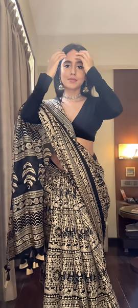 Ethnic Junction Printed Kalamkari Art Silk Saree